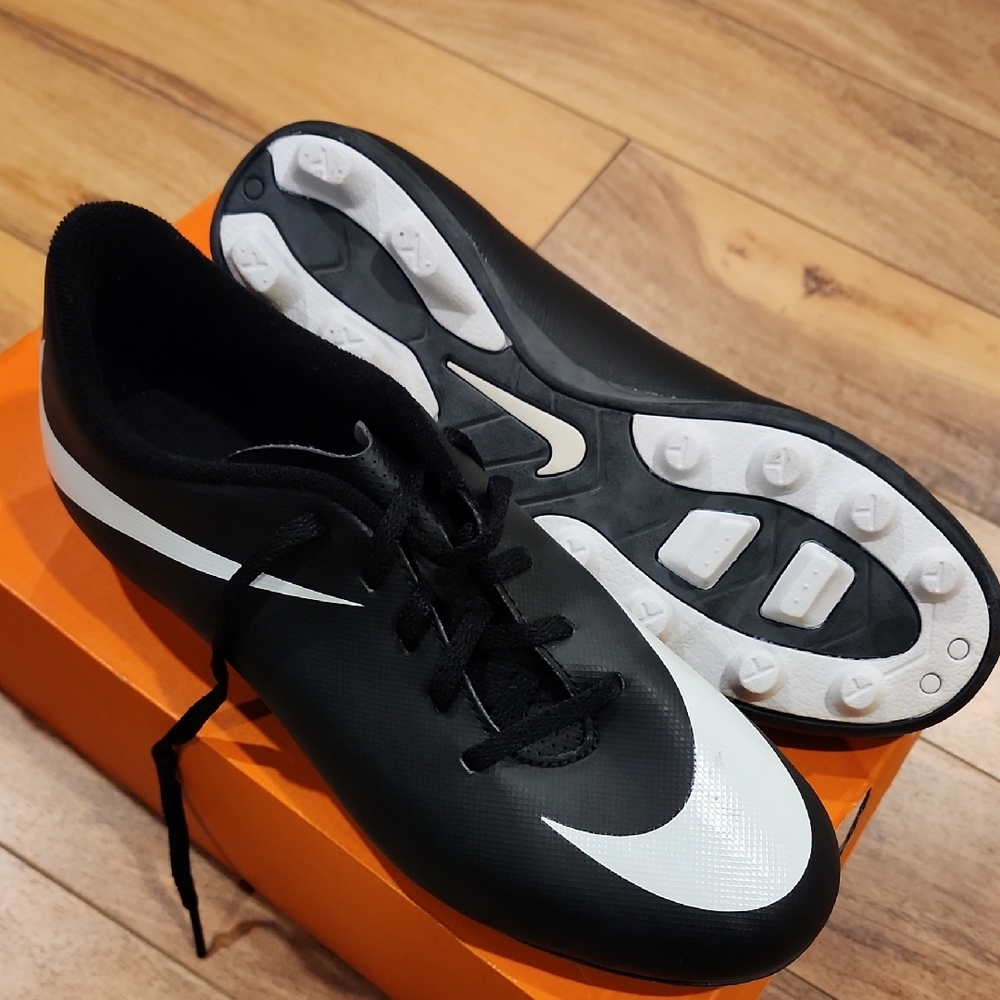 Nike Bravata FG-R Black and White Athletic Cleats